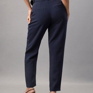 High Waist Tapered Trousers with Belt
