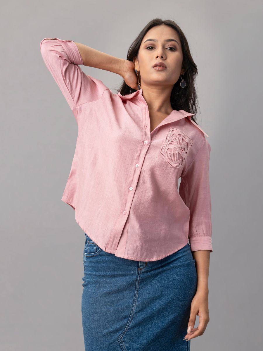 Rose Cutwork Pocket Shirt