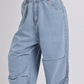 High-Waist Elasticated Wide-Leg Denim Jeans