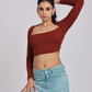 Chic & Sexy Square Neck Fitted Crop Top - Brown