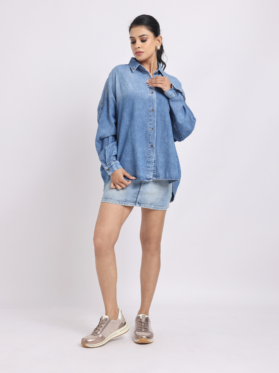 Oversized Light-Blue Denim Shirt