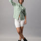 Sage Green Scallop Hem Embroidered Shirt
