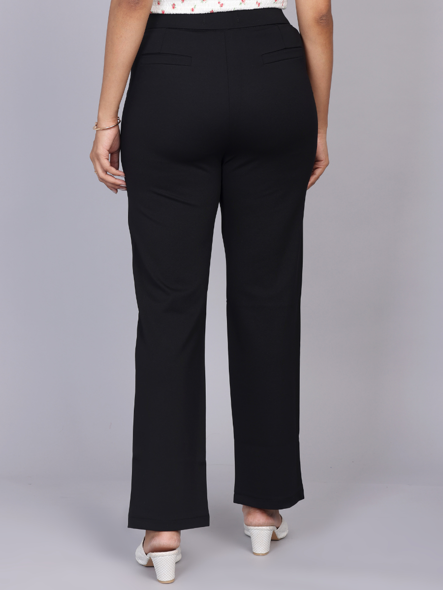 Mid-Rise Sleek Black Trousers