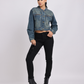 Mid Blue Cropped Denim Jacket for Women