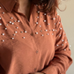 Brown Fit Pearl & Diamond-Embellished Shirt