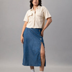 Sandstone Textured Crop Shirt