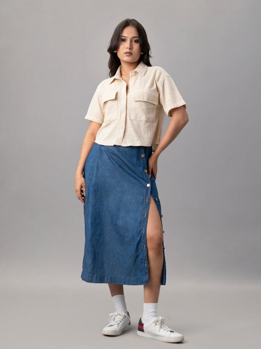 Sandstone Textured Crop Shirt