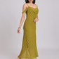Olive Green Draped Cold-Shoulder Maxi Dress