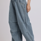 High-Waist Elasticated Wide-Leg Denim Jeans