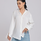 Elegant White Satin Collared Shirt