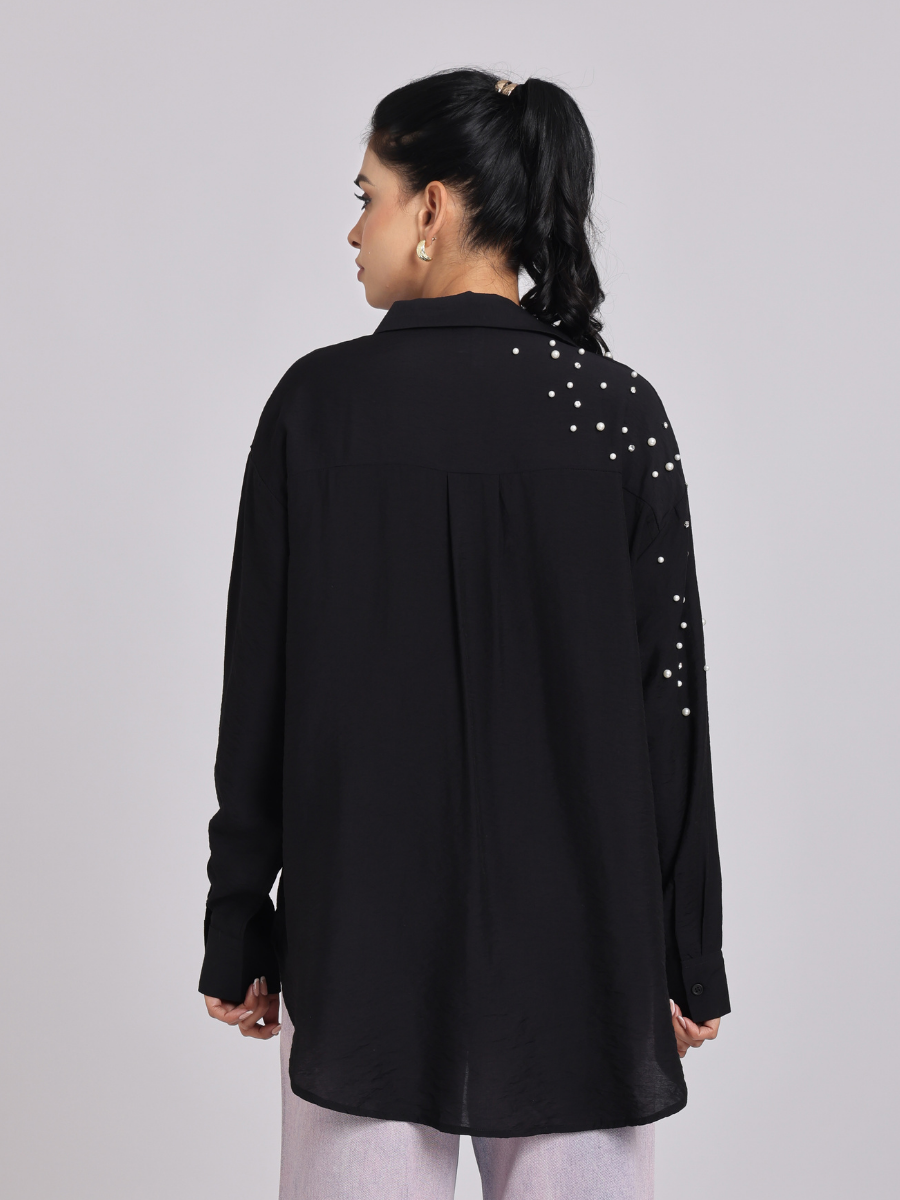 Black Pearl-Diamond Oversized Shirt