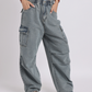 Relaxed Fit Cargo-Style Denim Jeans