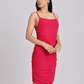 Hot Pink Luxe Draped Bodycon Dress
