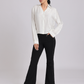 Pearl-Trim Luxe Satin Shirt - White