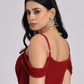 Maroon Red Draped Cold-Shoulder Maxi Dress