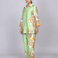 Elegant Green Silk Co-Ord Set with Floral Print