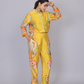 Yellow Silk Co-Ord Set with Floral Print
