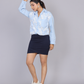 Sky Bloom Lace Cotton Shirt with Adjustable Hem