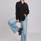 Black Oversized Pearl & Diamond Embellished Shirt