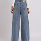 Vintage Light Blue Pearl Bow Straight-Fit Denim Jeans