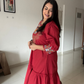 Red Embroidered Cotton Dress
