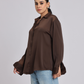 Rich Mocha Satin Long-Sleeve Shirt