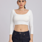 White Back Cross Crop Top Minimal Chic Elegance