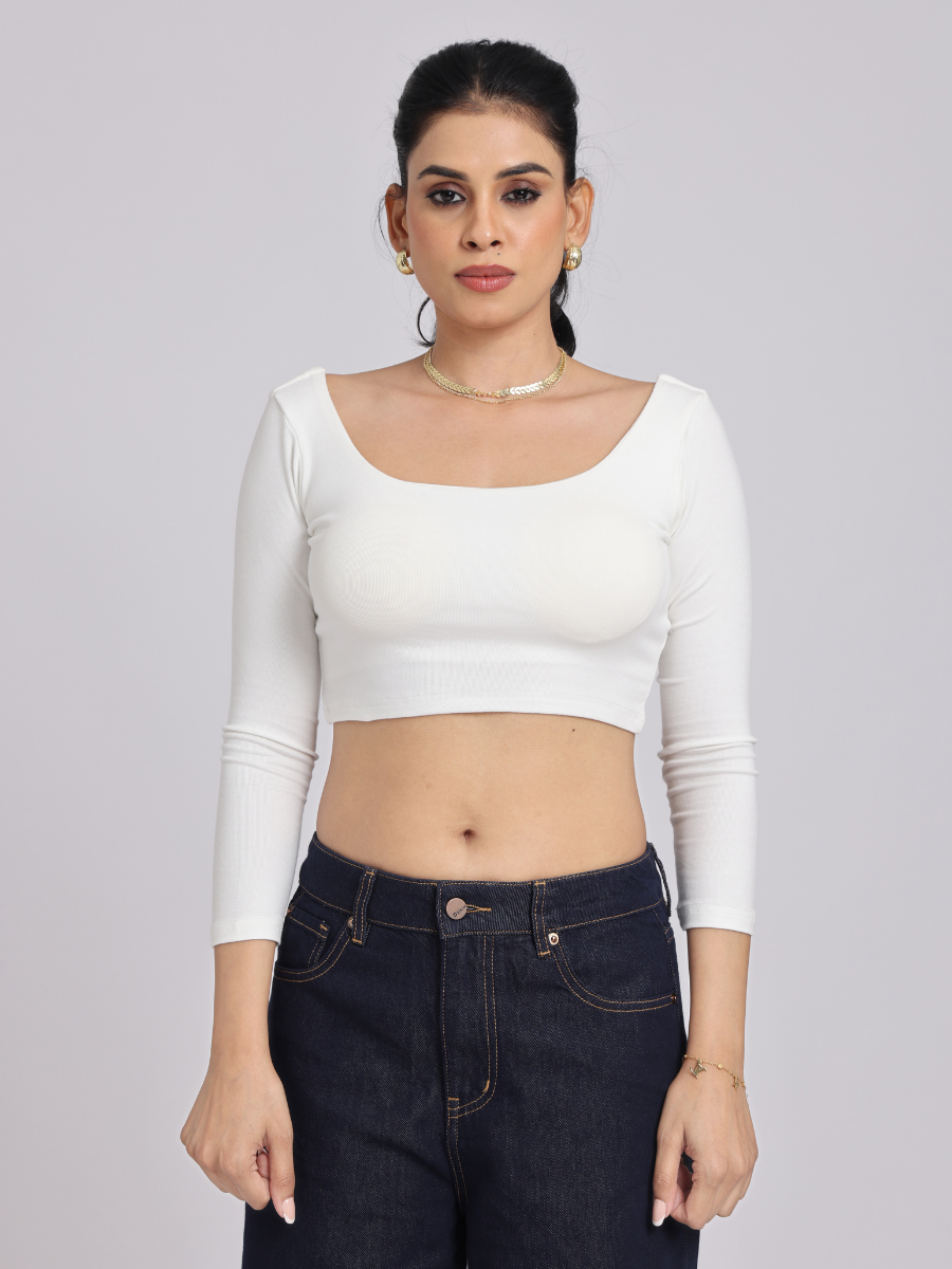 White Back Cross Crop Top Minimal Chic Elegance