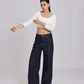 White Back Cross Crop Top Minimal Chic Elegance
