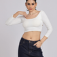 White Back Cross Crop Top Minimal Chic Elegance