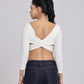 White Back Cross Crop Top Minimal Chic Elegance