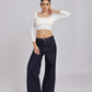 White Back Cross Crop Top Minimal Chic Elegance