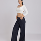 White Back Cross Crop Top Minimal Chic Elegance
