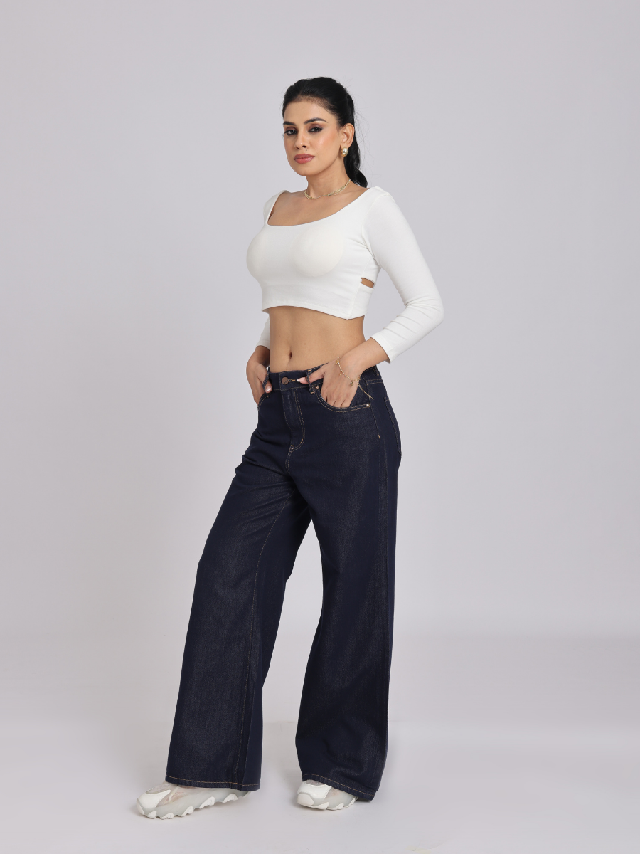 White Back Cross Crop Top Minimal Chic Elegance