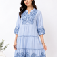 Sky Bloom Embroidered Cotton Dress