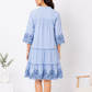 Sky Bloom Embroidered Cotton Dress