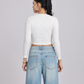 Chic & Sexy Square Neck Fitted Crop Top - White
