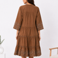 Mocha Rose Embroidered Cotton Dress