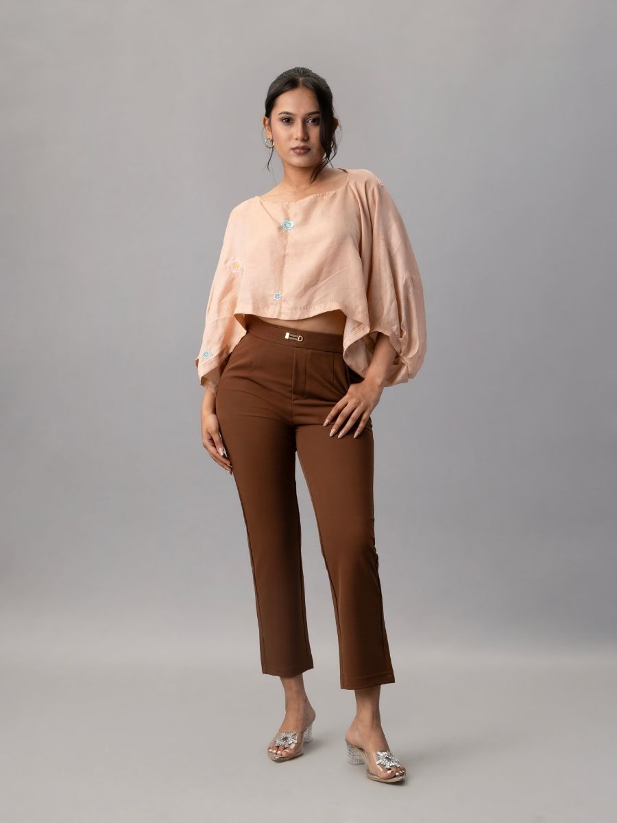 Rust Brown Slim Tapered Trousers