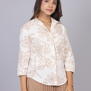 Ivory Petal Cutwork Shirt
