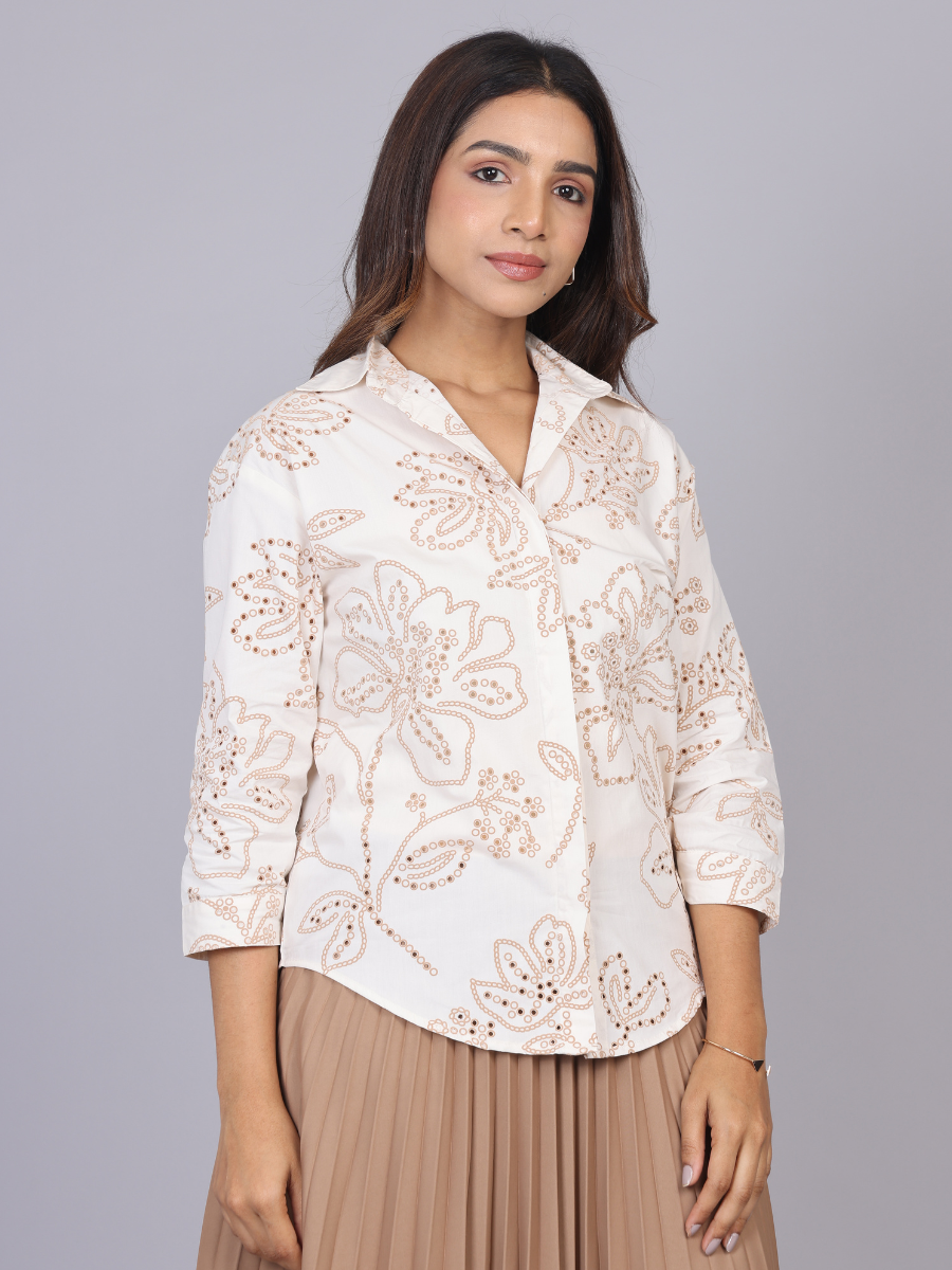 Ivory Petal Cutwork Shirt