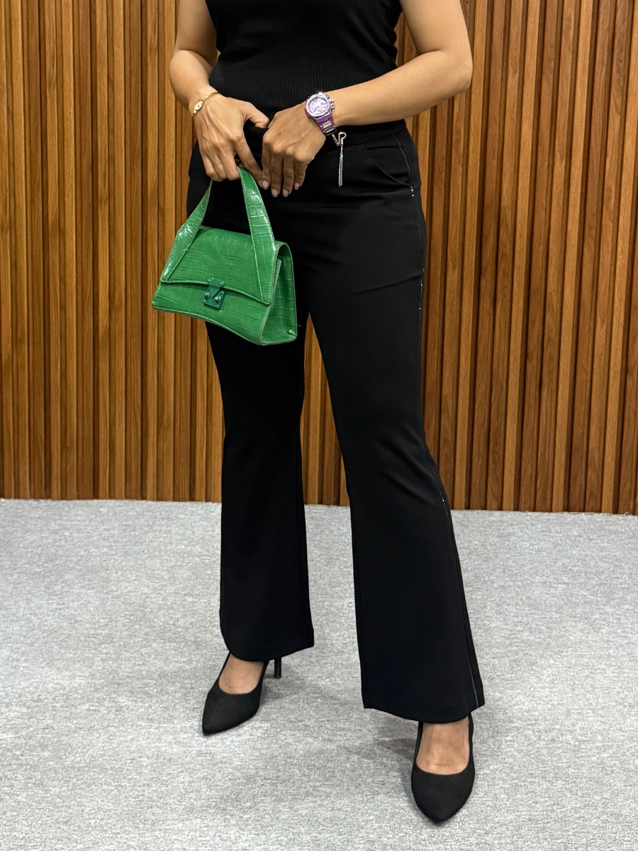Diamond Black Sleek Stretch Pants