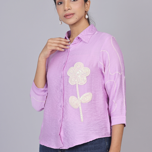 Lilac Blossom Embroidered Shirt