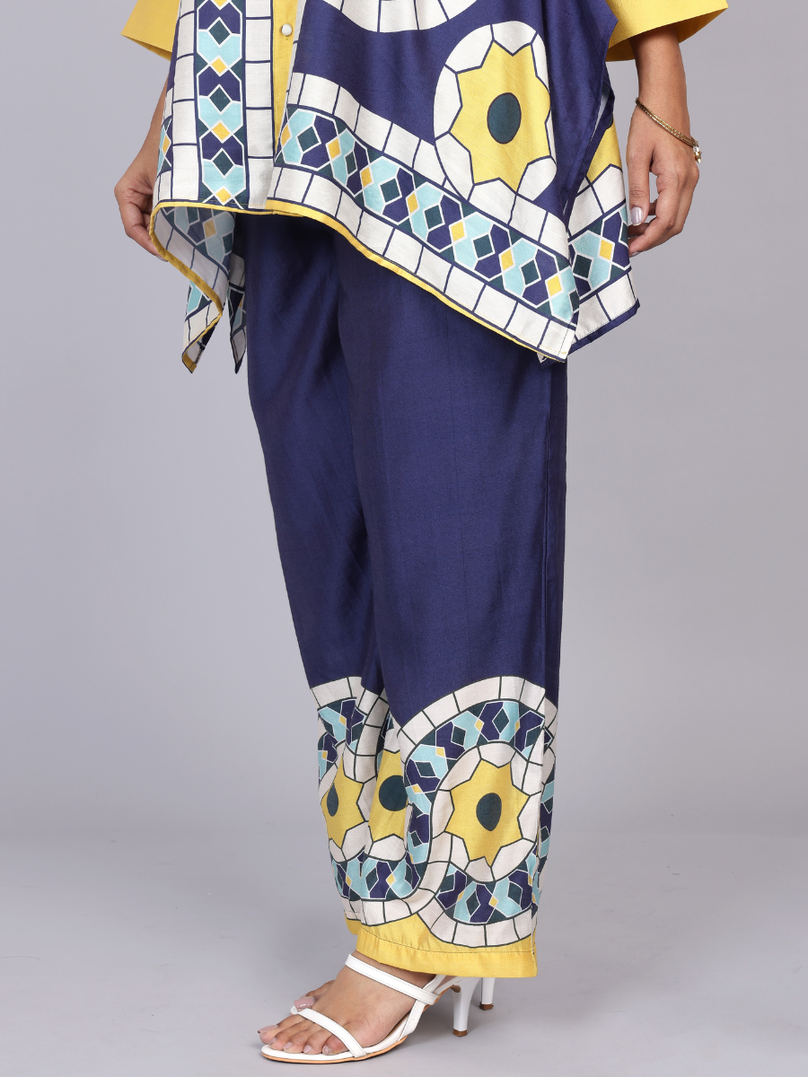 Blue Silk Print Co-Ords Set