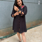 Embroidered Black Collar Dress