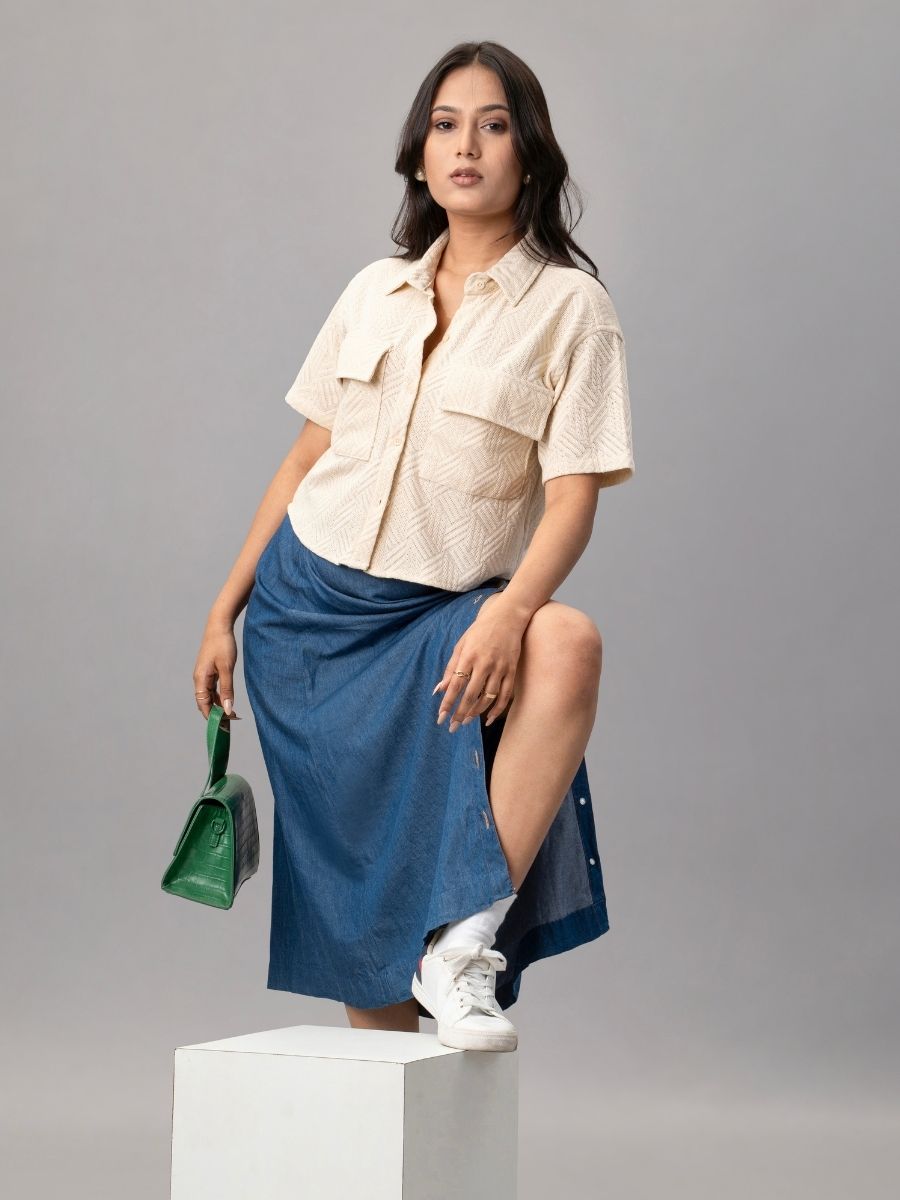 Sandstone Textured Crop Shirt