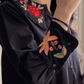 Embroidered Black Collar Dress