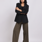 Olive Green Wide-Leg High-Rise Trousers