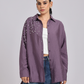 Purple Oversized Pearl & Diamond Embellished Shirt