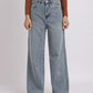 Vintage Blue Pearl Bow Straight-Fit Denim Jeans